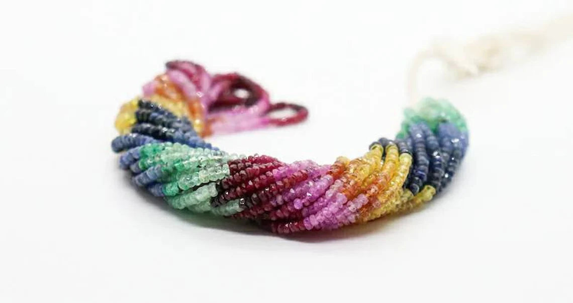 Multi Precious Beads Rainbow Sapphire beads Multi Sapphire Bead 16 Inches Strands