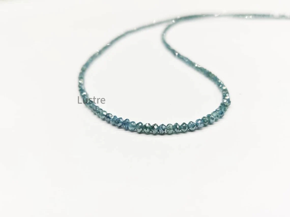 Blue Diamond Faceted Rondelle 1.8 - 2.4 mm Natural Blue Diamond Bead 16 Inches Strands