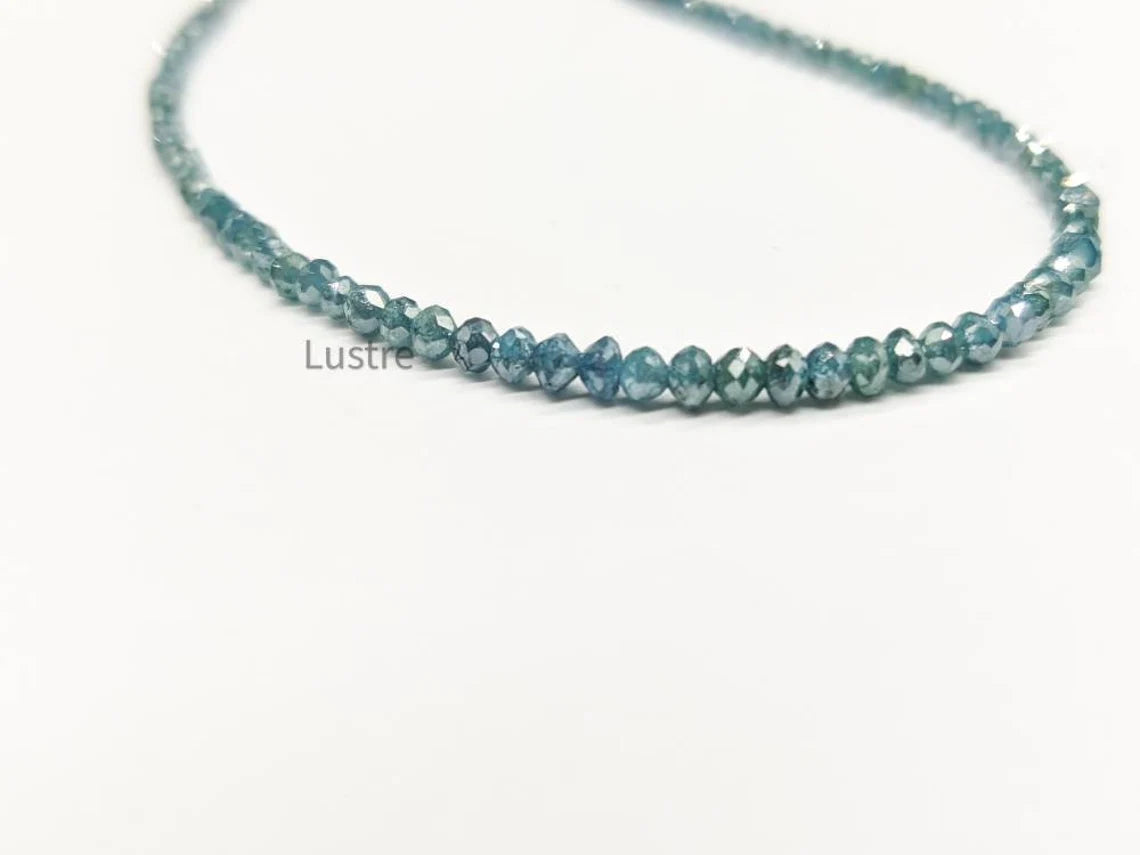 Blue Diamond Faceted Rondelle 1.8 - 2.4 mm Natural Blue Diamond Bead 16 Inches Strands