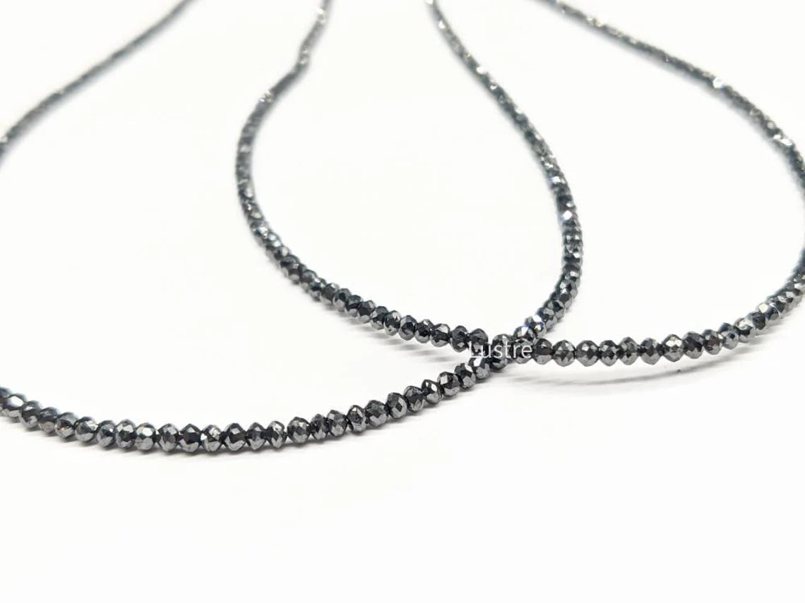 Black Diamond Bead 1.8 - 2. 4 mm Natural Faceted Rondelle 15 Inches Strands