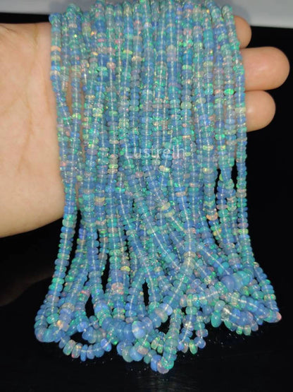 Lavender Blue Opal Smooth Rondelle Bead Ethiopian Opal Rondelle Beads