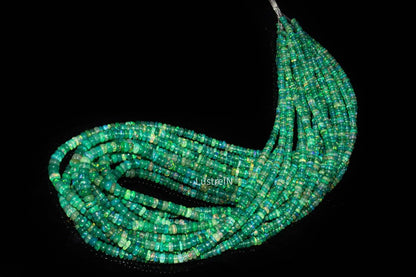 Green Ethiopian Opal Smooth Rondelle Beads Welo Fire Opal 3 - 5 mm Natural Ethiopian Opal Beads