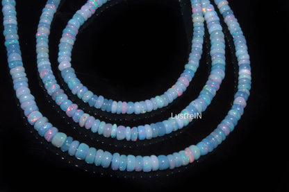 Tanzanite Blue Opal Smooth Rondelle 3- 6 mm Ethiopian Opal Rondelle Plain Beads