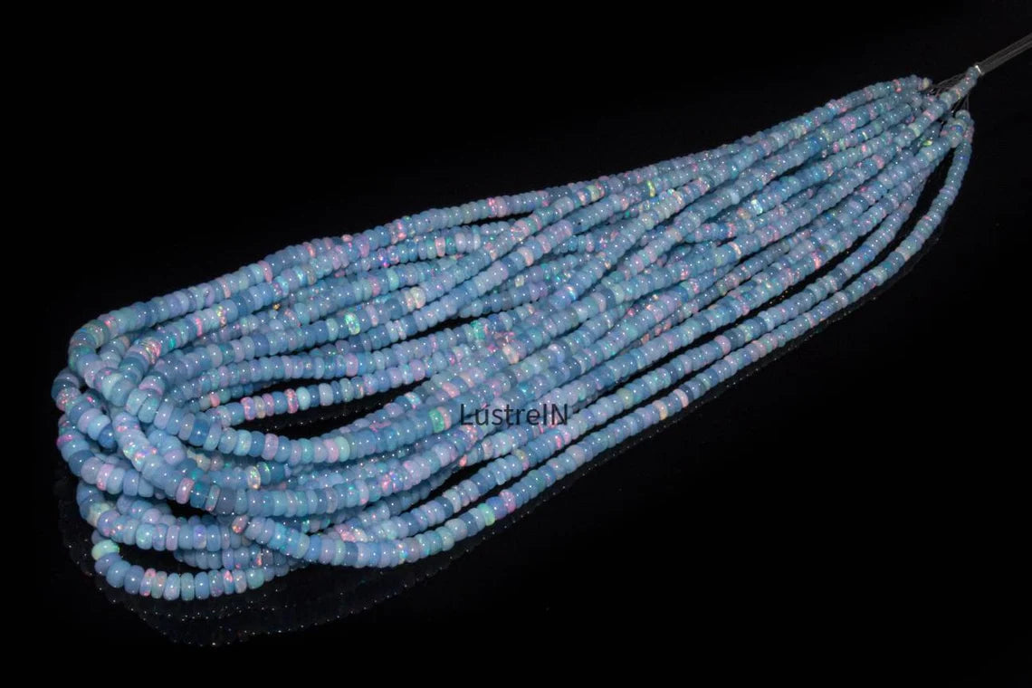 Tanzanite Blue Opal Smooth Rondelle 3- 6 mm Ethiopian Opal Rondelle Plain Beads