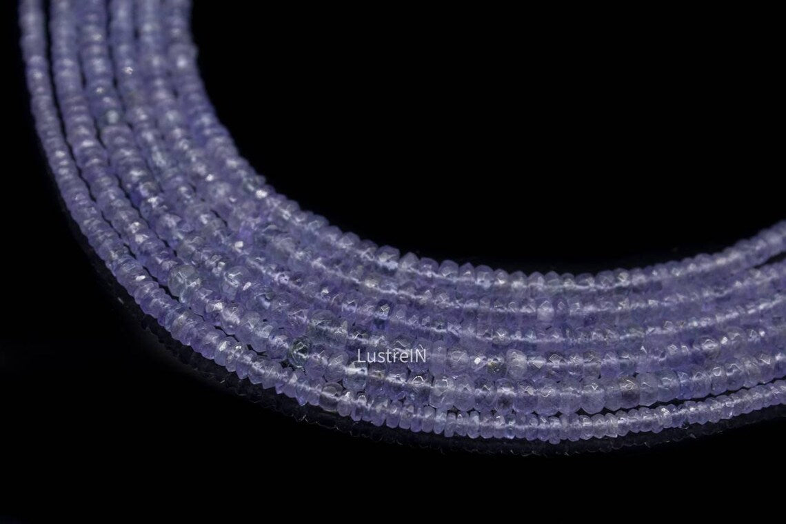 Tanzanite Faceted Rondelle Natural 3.5 - 4.5 mm Tanzanite Faceted Bead Strands For Jewelry Making