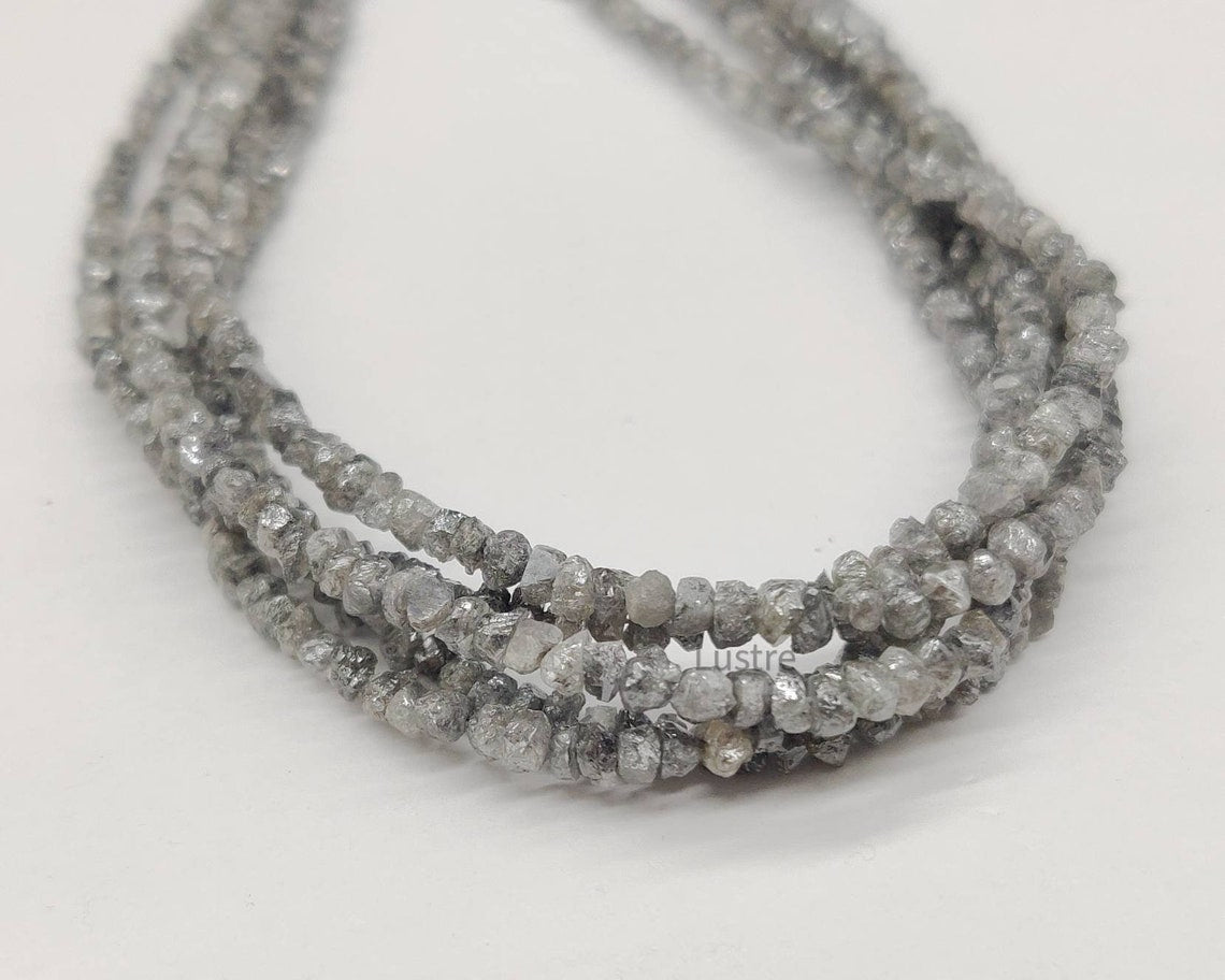 GREY ROUGH DIAMOND Bead 100% Natural Gray Raw Diamond Uncut Beads Rough Diamond raw rough diamond bead diamond necklace Birthday Gift