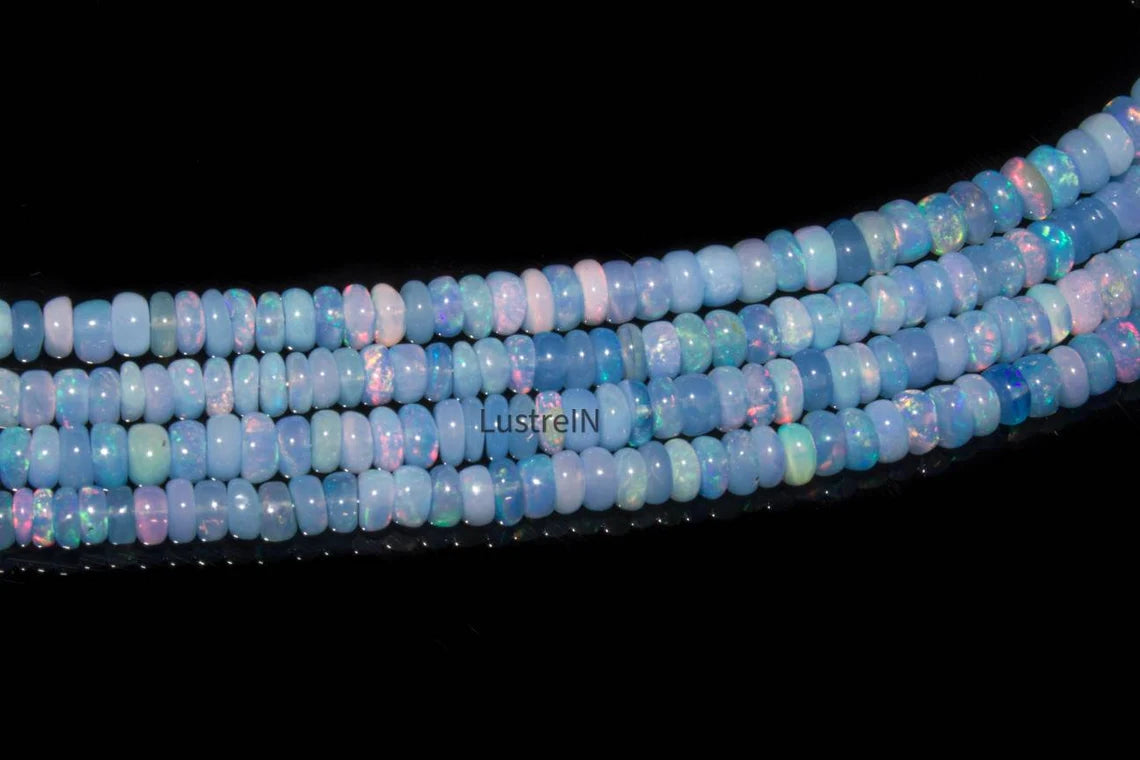 Natural Tanzanite Blue Opal Smooth Rondelle Bead Ethiopian Opal Rondelle Beads Blue Opal Plain Beads