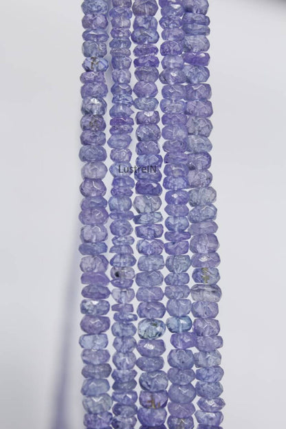 Tanzanite Faceted Rondelle Natural 3.5 - 4.5 mm Tanzanite Faceted Bead Strands For Jewelry Making