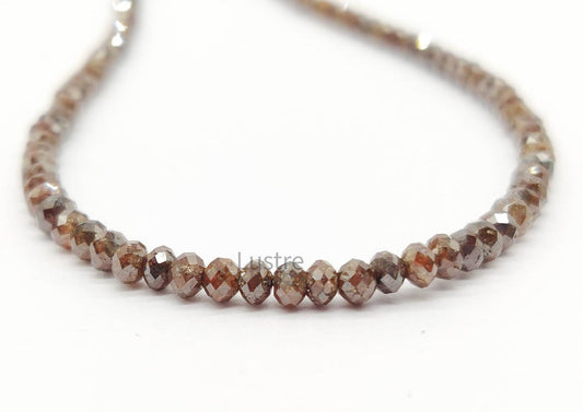 AAA+ Red champagne Diamond Faceted Rondelle Bead 3 mm 100% Natural Red Diamond Bead Sparkling Red Diamond Bead Birthday Gift Jewelry