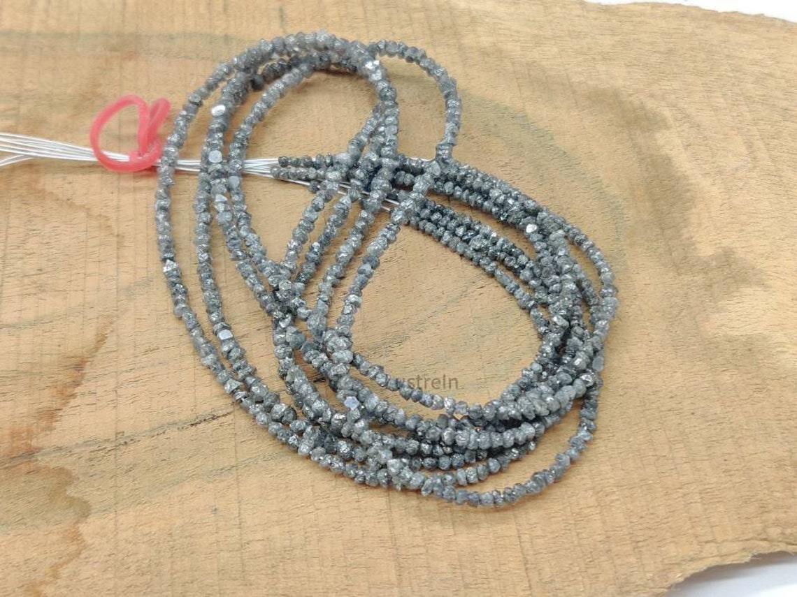 GREY ROUGH DIAMOND Bead 100% Natural Gray Raw Diamond Uncut Beads Rough Diamond raw rough diamond bead diamond necklace Birthday Gift