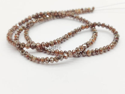 AAA+ Red champagne Diamond Faceted Rondelle Bead 3 mm 100% Natural Red Diamond Bead Sparkling Red Diamond Bead Birthday Gift Jewelry