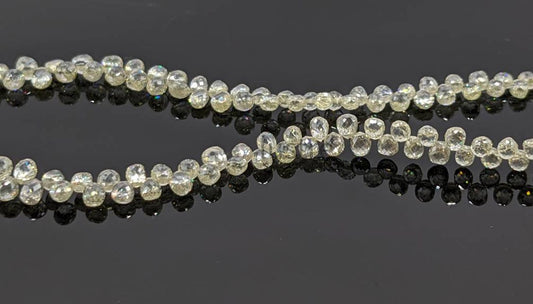 Clear White Yellow Diamond Briolette Bead AAA+ Excellent White Diamond Bead diamond briolette diamond necklace