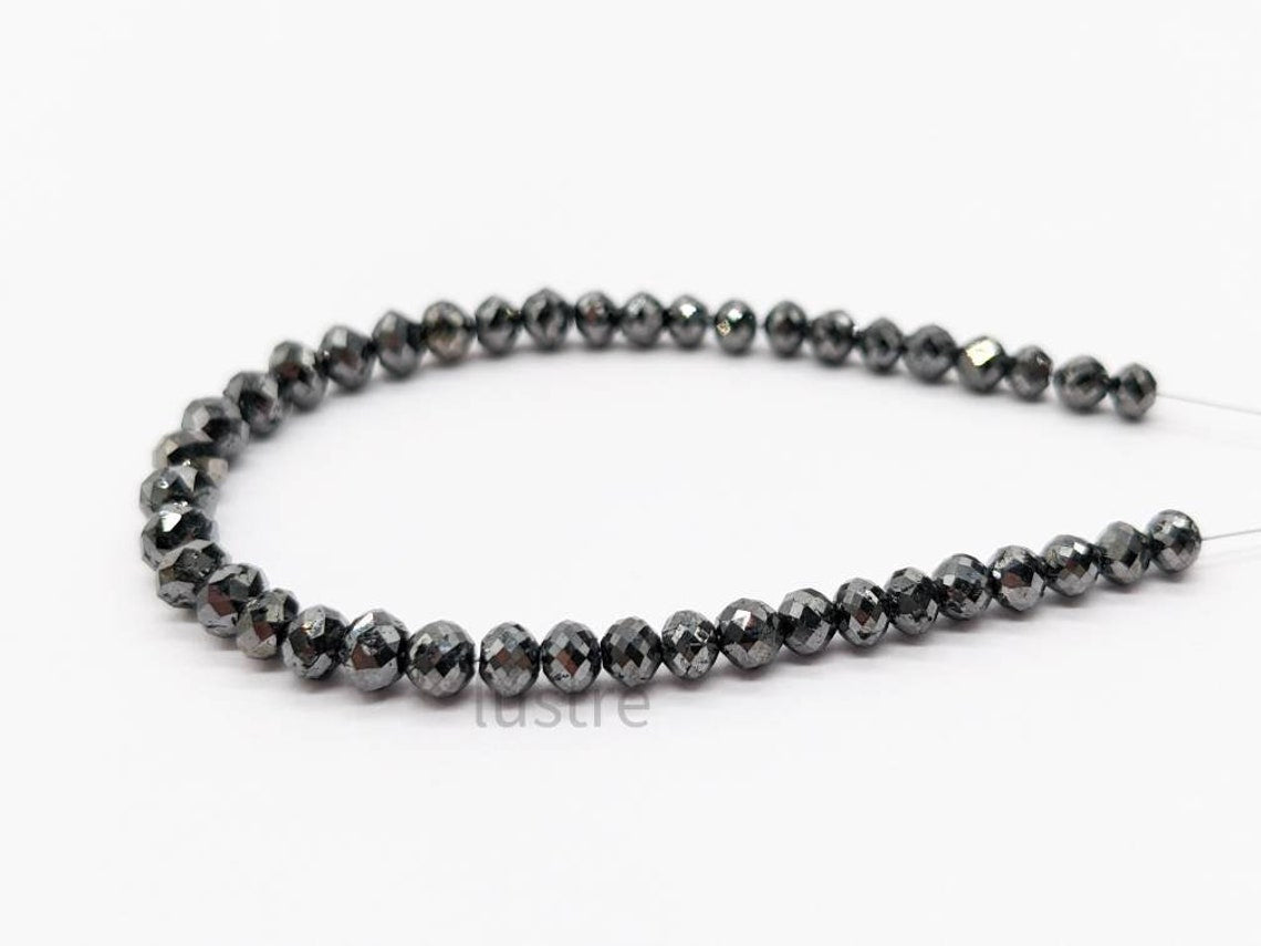 100% Natural Black Diamond Faceted Round Bead 4 - 4.5 mm AAA+ Top Quality Diamond Bead Natural Black Diamond Bead Rare Diamond Necklace