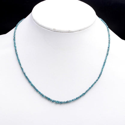 AAA+ Blue Diamond Necklace 2 - 3 mm Rough Raw Beaded 16 Inches Necklace