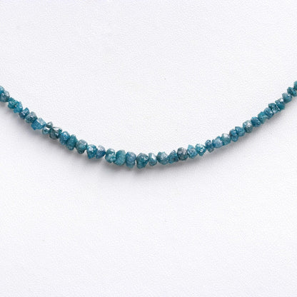 AAA+ Blue Diamond Necklace 2 - 3 mm Rough Raw Beaded 16 Inches Necklace