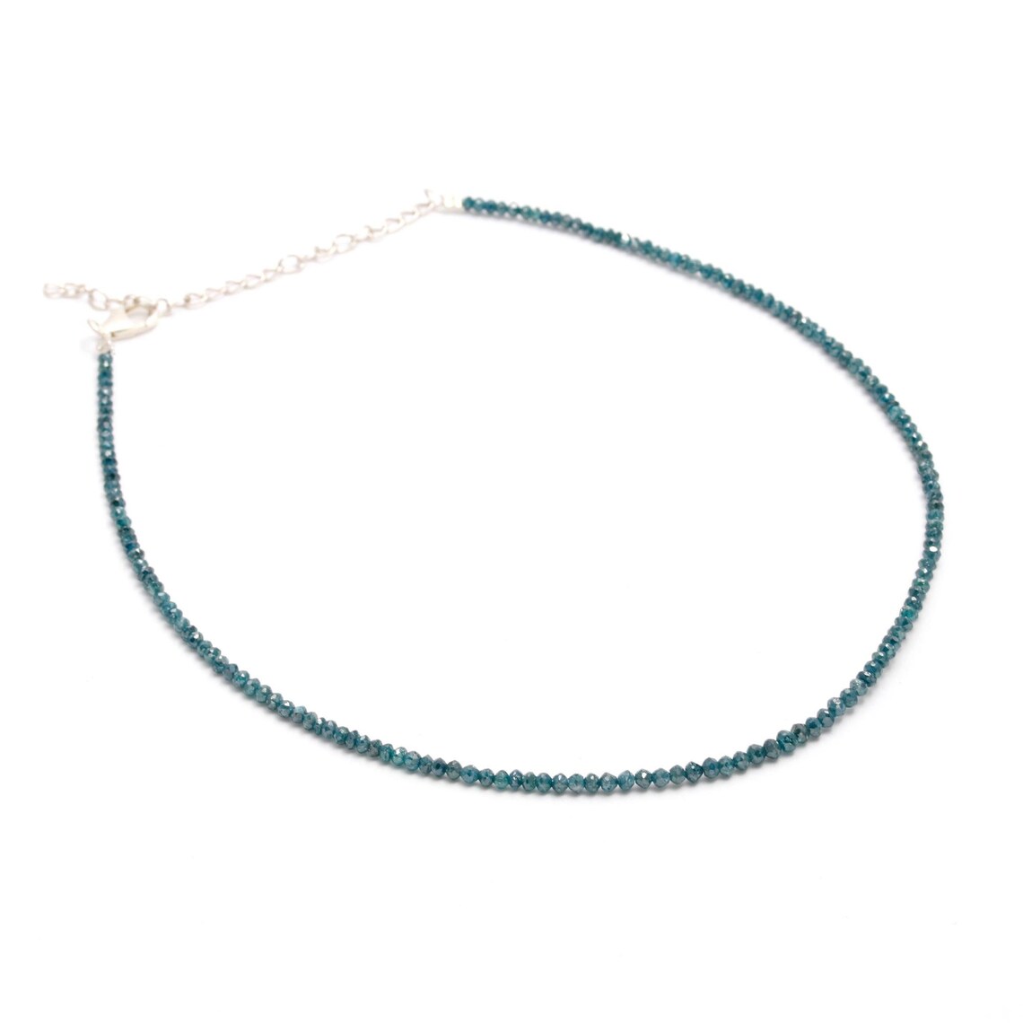 Elegant Blue Diamond 3mm Bead Rondelle Faceted 16 Inches Necklace