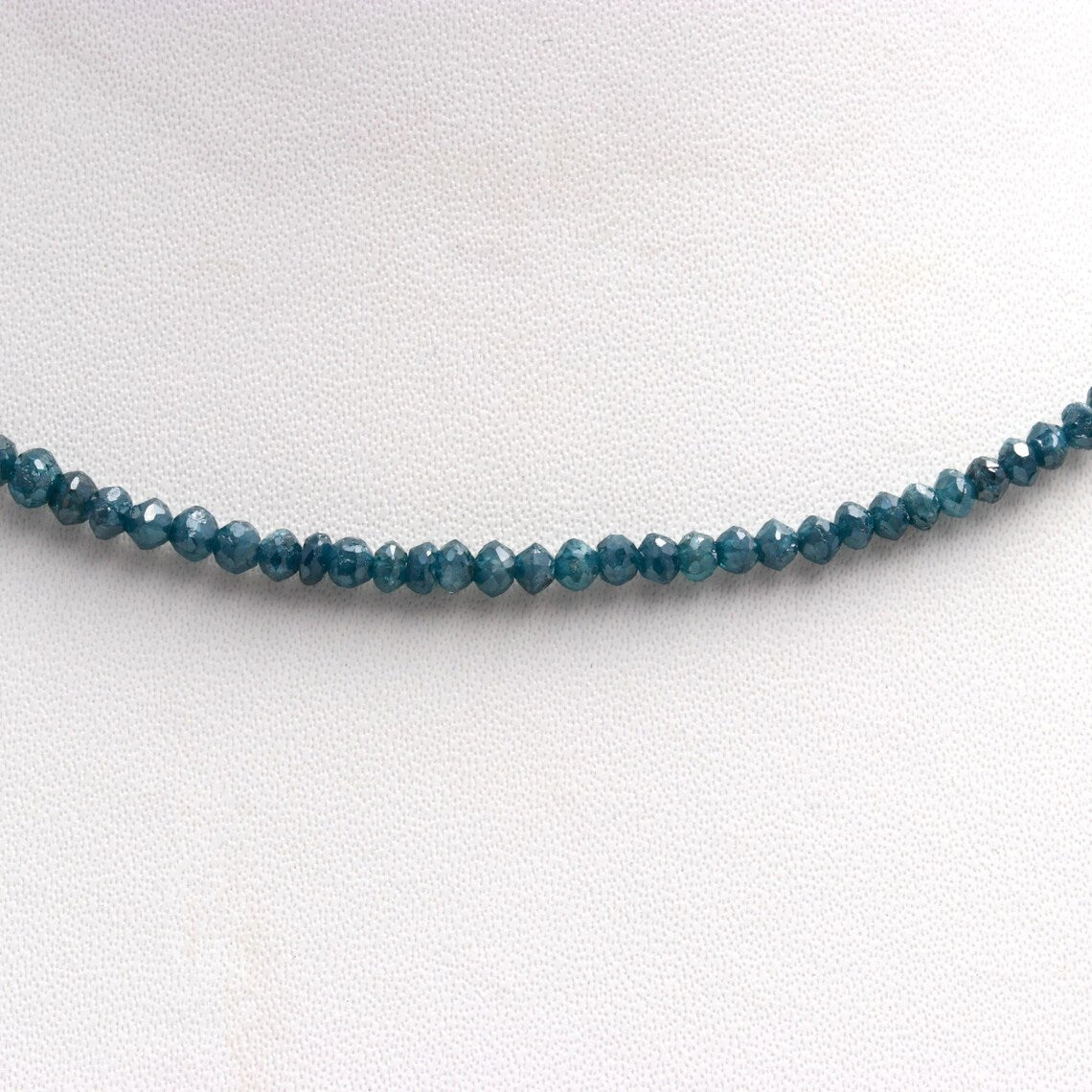 Elegant Blue Diamond 3mm Bead Rondelle Faceted 16 Inches Necklace