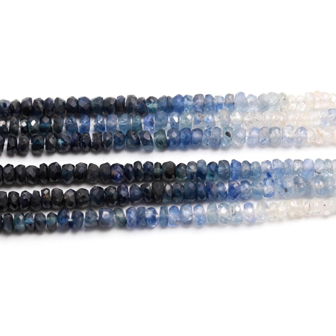 Blue Sapphire Faceted Rondelle Natural Shaded Sparkling Ombre Sapphire Jewelry Beads