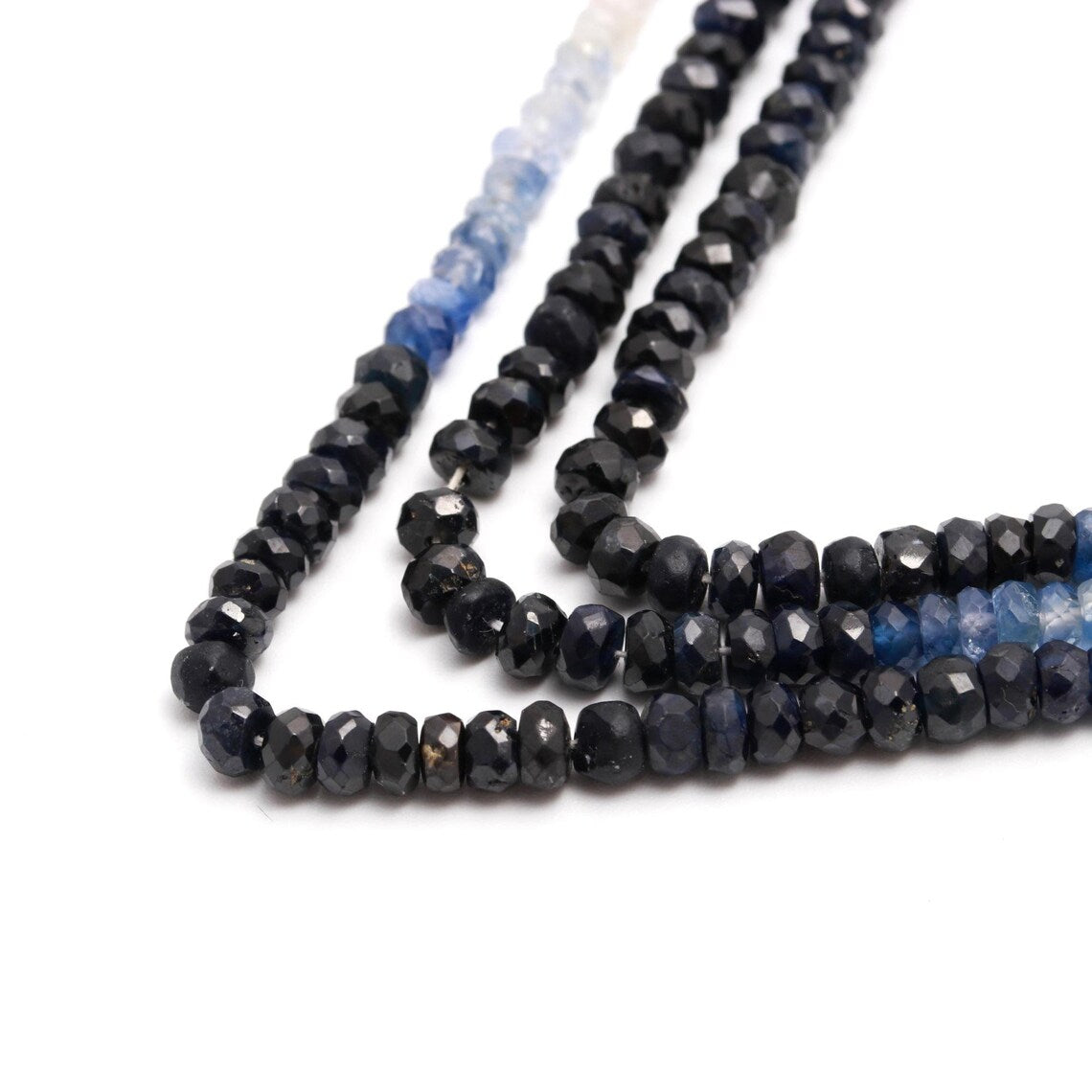 Blue Sapphire Faceted Rondelle Natural Shaded Sparkling Ombre Sapphire Jewelry Beads