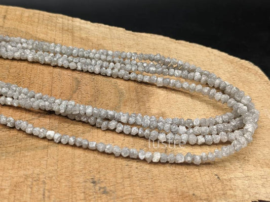 White Gray ROUGH DIAMOND Beads AAA+ Natural Grey Raw rough Diamond Jewelry Making Bead Uncut Diamond Strand Birthday Gift For Her