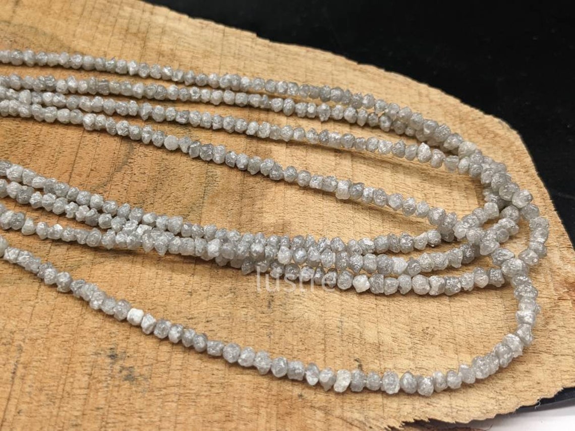 White Gray ROUGH DIAMOND Beads AAA+ Natural Grey Raw rough Diamond Jewelry Making Bead Uncut Diamond Strand Birthday Gift For Her