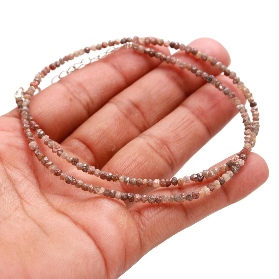 Red Rough Diamond Necklace 2 - 3 mm 100% Natural Raw Beaded 16 Inches Necklace