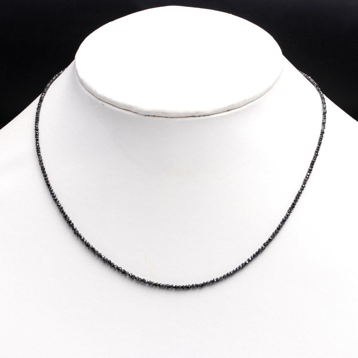 AAA+ Excellent Black Diamond Faceted 1.5 - 2.3 Rondelle 16 Inches Necklace