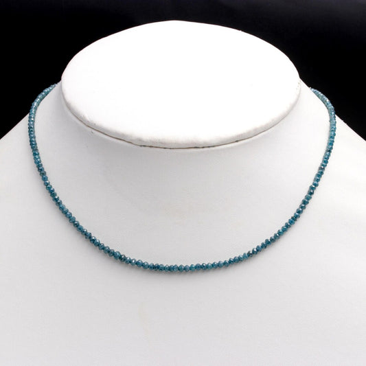 Elegant Blue Diamond 3mm Bead Rondelle Faceted 16 Inches Necklace