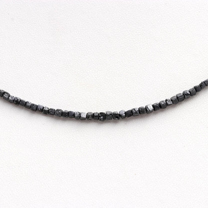 Black Cube Rough Diamond  1.5 - 2.5 mm Fancy Cube Shape Beaded 16 Inches Necklace