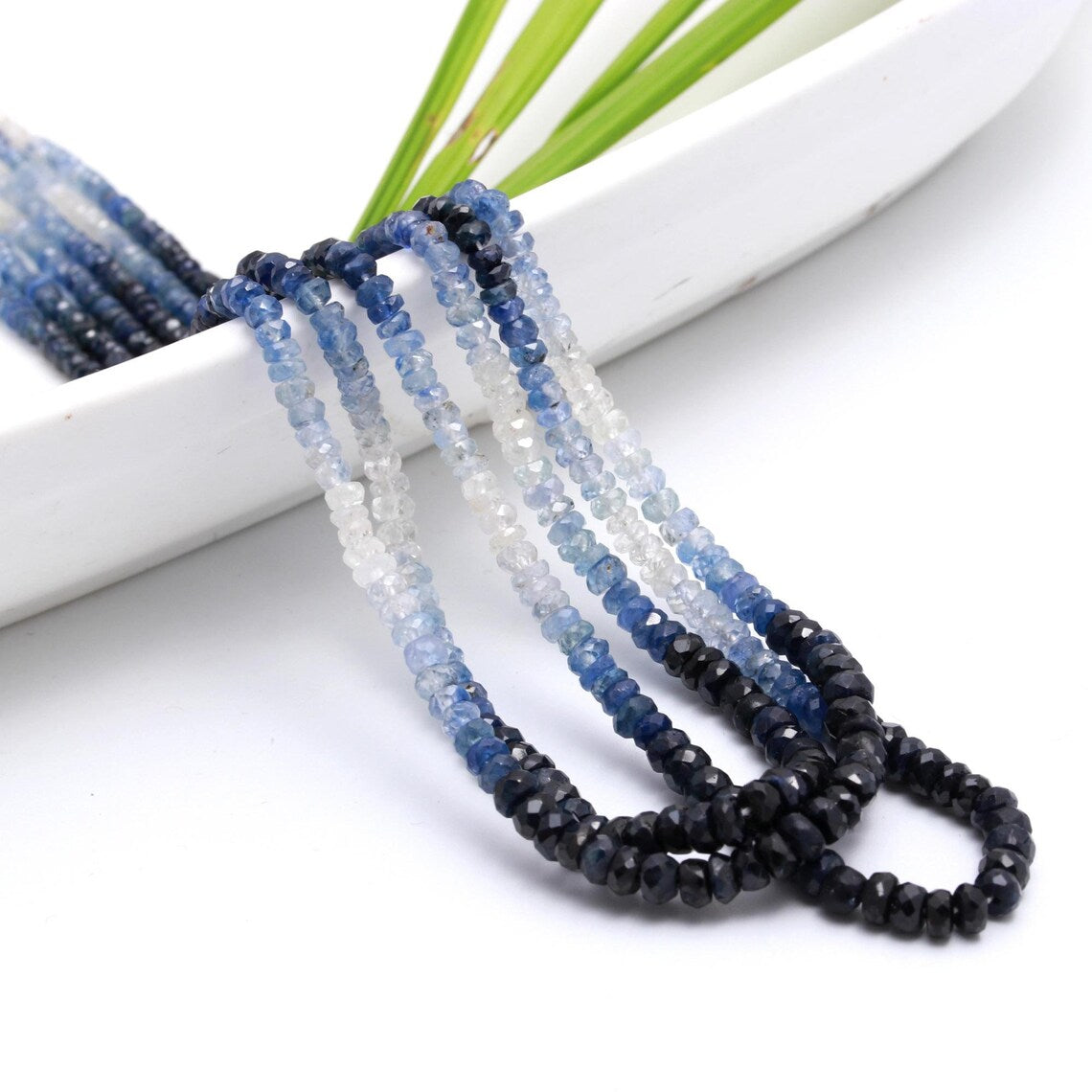 Blue Sapphire Faceted Rondelle Natural Shaded Sparkling Ombre Sapphire Jewelry Beads