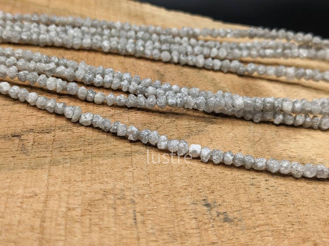 White Gray ROUGH DIAMOND Beads AAA+ Natural Grey Raw rough Diamond Jewelry Making Bead Uncut Diamond Strand Birthday Gift For Her