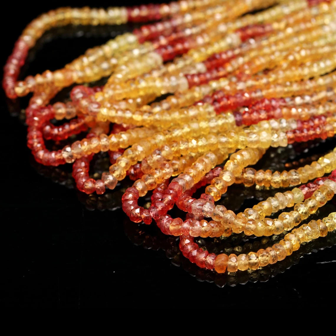 Natural Yellow Sapphire Faceted Rondelle Beads 2.5 - 3.5 mm Gemstone Beads For Jewelry Making