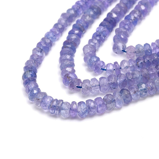 Tanzanite Faceted Rondelle 3- 5.5 Beads Strands Tanzania Beads For Jewelry Making