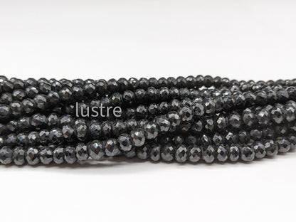 Natural Black Spinel Faceted Rondelle 4 - 4.5 mm Spinel Gemstone Beads For Jewelry Making