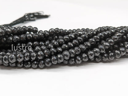 Natural Black Spinel Faceted Rondelle 4 - 4.5 mm Spinel Gemstone Beads For Jewelry Making