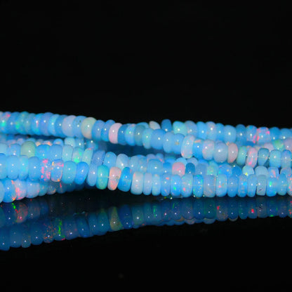 Tanzanite Blue Opal Smooth Rondelle Beads Ethiopian Opal Beads Tanzanite Flashy Welo Opal Beads