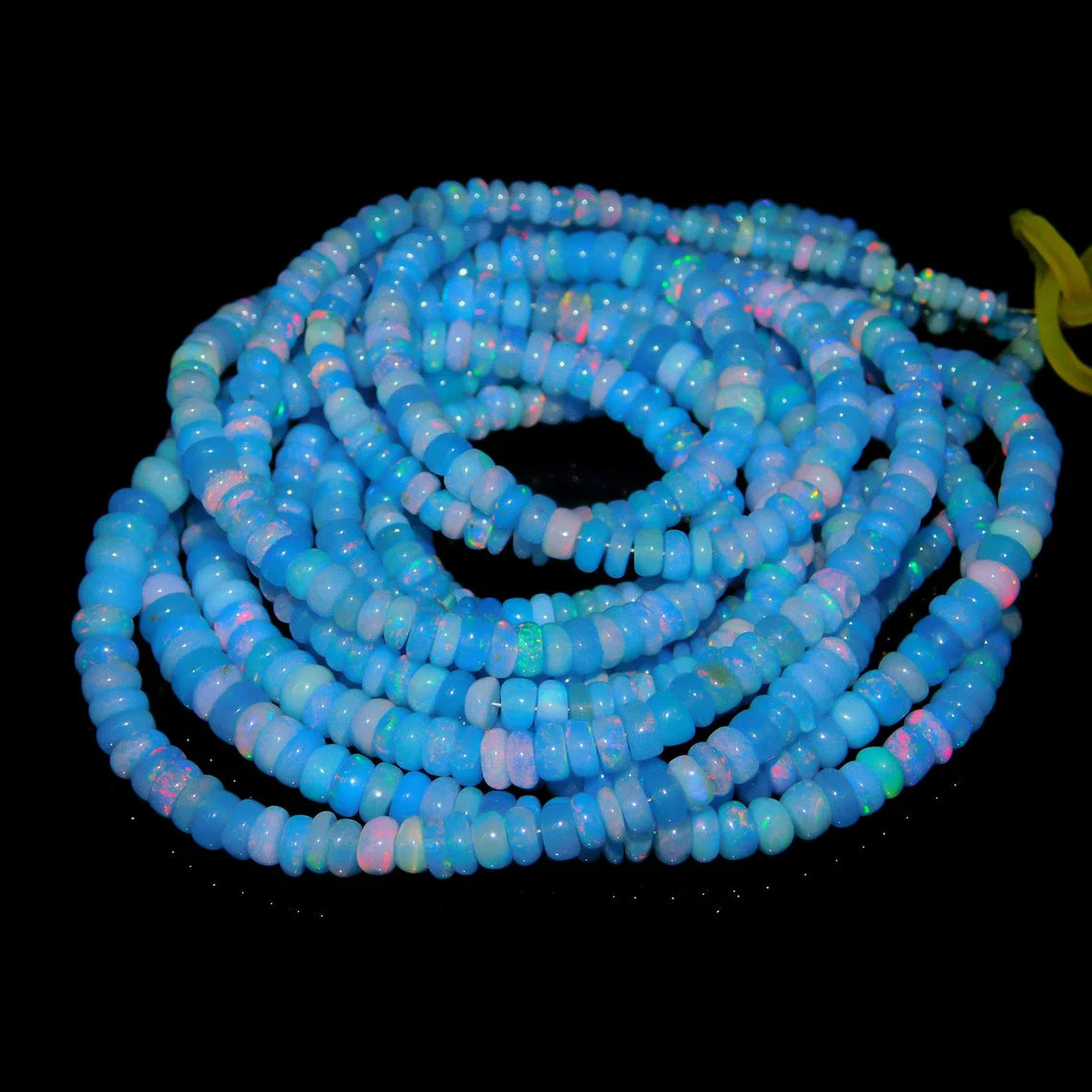 Tanzanite Blue Opal Smooth Rondelle Beads Ethiopian Opal Beads Tanzanite Flashy Welo Opal Beads