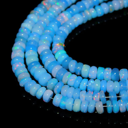 Tanzanite Blue Opal Smooth Rondelle Beads Ethiopian Opal Beads Tanzanite Flashy Welo Opal Beads