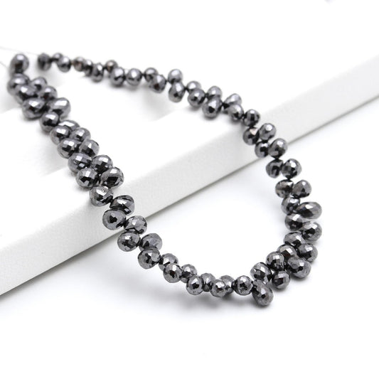 Black Diamond Briolette Beads 3 - 3.8 mm Natural Black Teardrop Diamond Beads 100% Natural Sparkling Black diamond Beads Christmas Gift