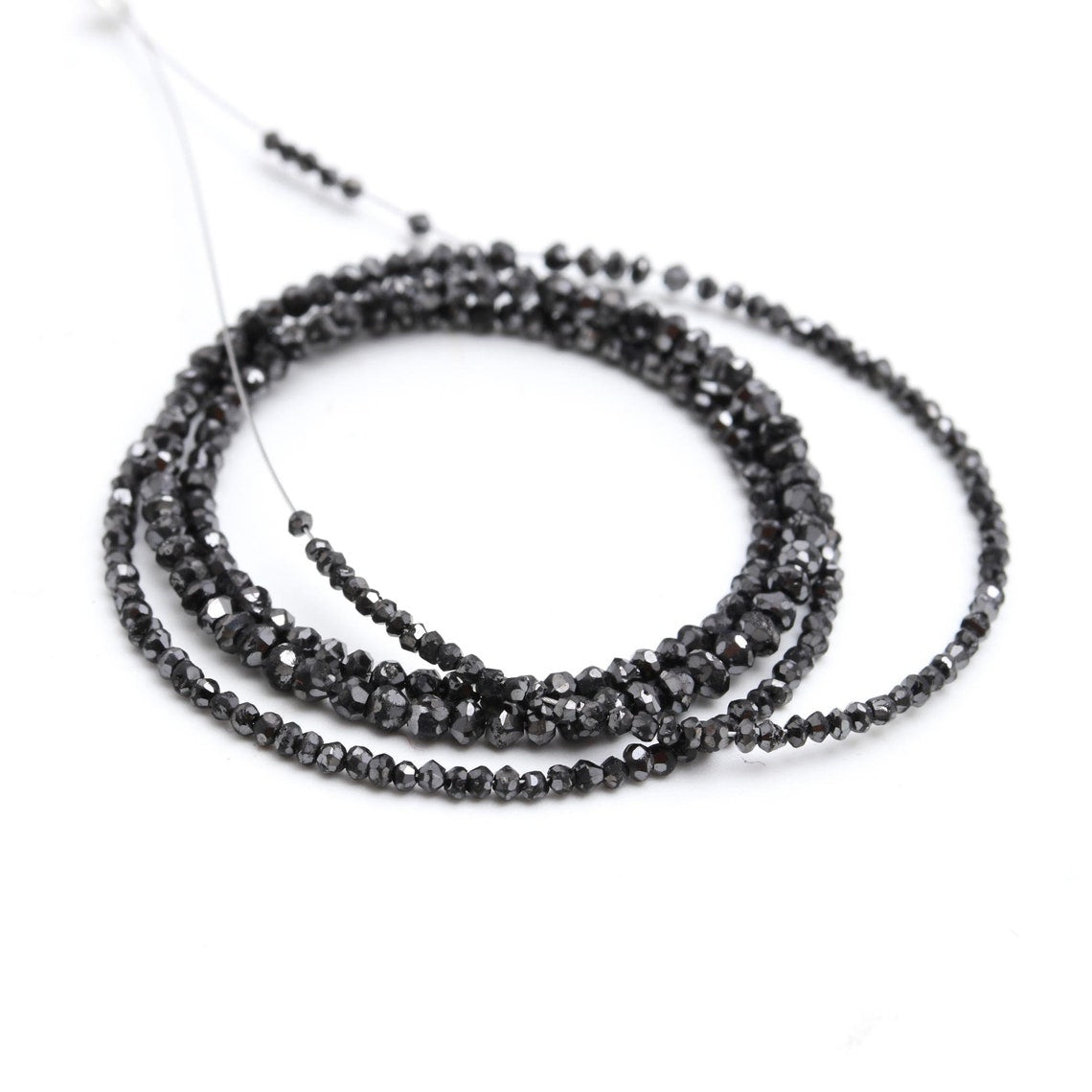 100% Natural Black Diamond Faceted Rondelle Beads Black Diamond Bead Certified Diamond Beads Strand Personalized Jewelry Birthday Gift