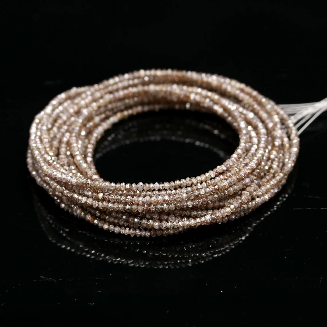 Champagne Diamond Faceted Rondelle Bead 100% Natural Champagne Diamonds