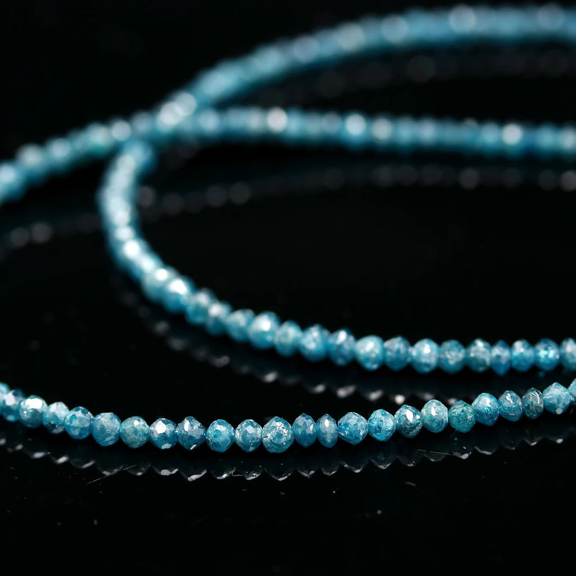 100% Natural Blue Diamond Faceted 2.5 - 3 mm Rondelle Bead Strands For Jewelry Making