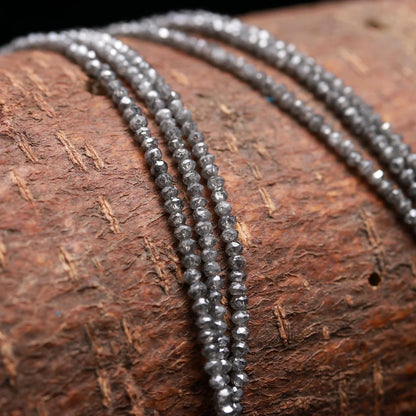 Dark Gray Diamond Beads AAA+ Natural Grey Faceted Rondelle Diamond Beads