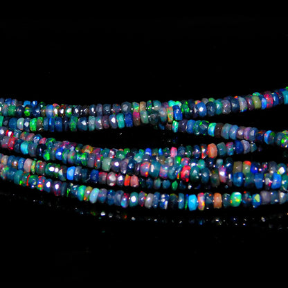 Black Ethiopia Opal Bead Welo fire Excellent Quality Faceted Rondelle Bead 4-6 mm ethiopia fire opal bead