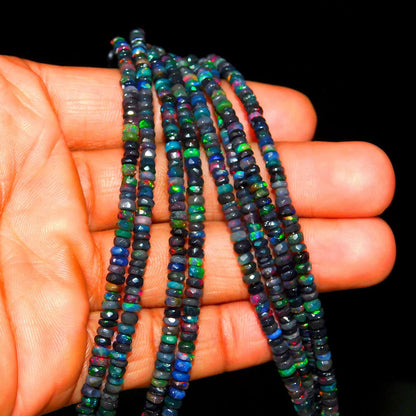 Black Ethiopia Opal Bead Welo fire Excellent Quality Faceted Rondelle Bead 4-6 mm ethiopia fire opal bead