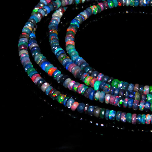 Black Ethiopia Opal Bead Welo fire Excellent Quality Faceted Rondelle Bead 4-6 mm ethiopia fire opal bead