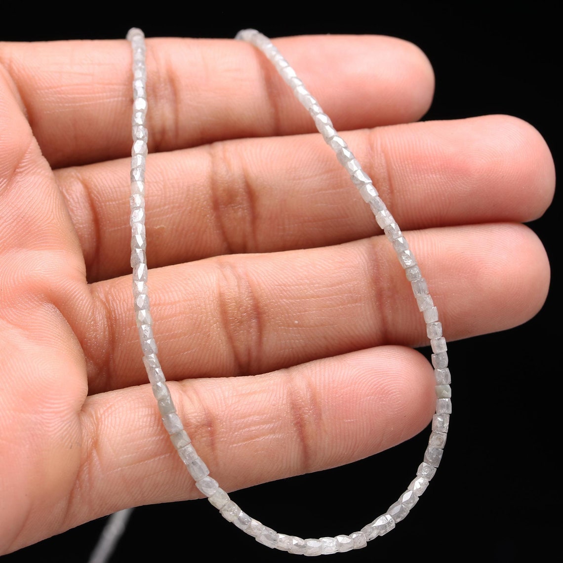 White Diamond Faceted Tube Bead Natural Cushion Diamond Bead Fancy Diamond Tube Bead White Diamond Bead Birthday Gift For Her