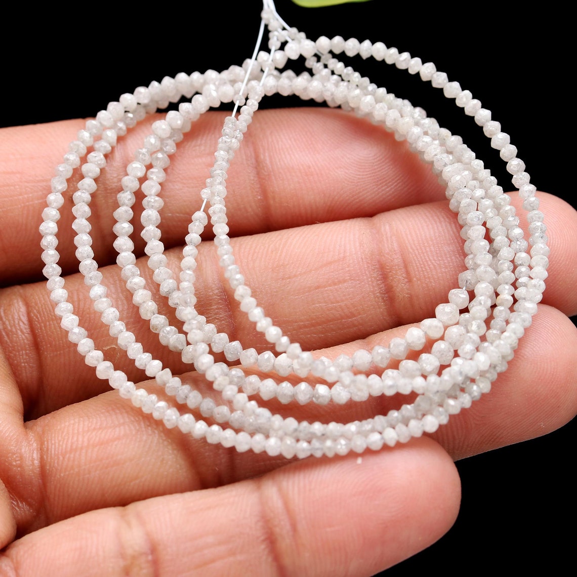 100% Natural White Diamond Rondelle Beads AAA+ Diamond Faceted Beads Natural White Diamond Beads For Handmade Personalized Jewelry