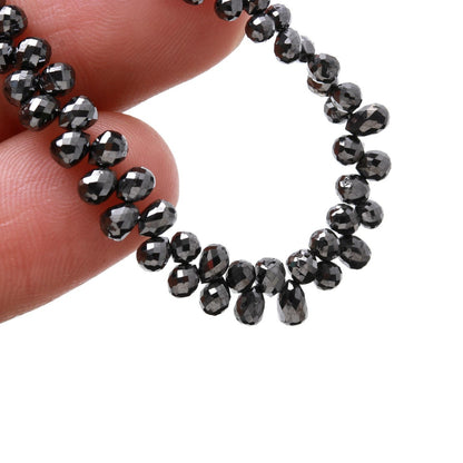 Black Diamond Briolette Beads 3 - 3.8 mm Natural Black Teardrop Diamond Beads 100% Natural Sparkling Black diamond Beads Christmas Gift