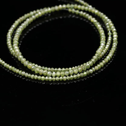 Natural Green Diamond Faceted 1.6 - 2.2 mm Rondelle Parrot Green Diamond Bead